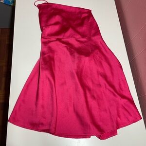 hot pink satin mini dress